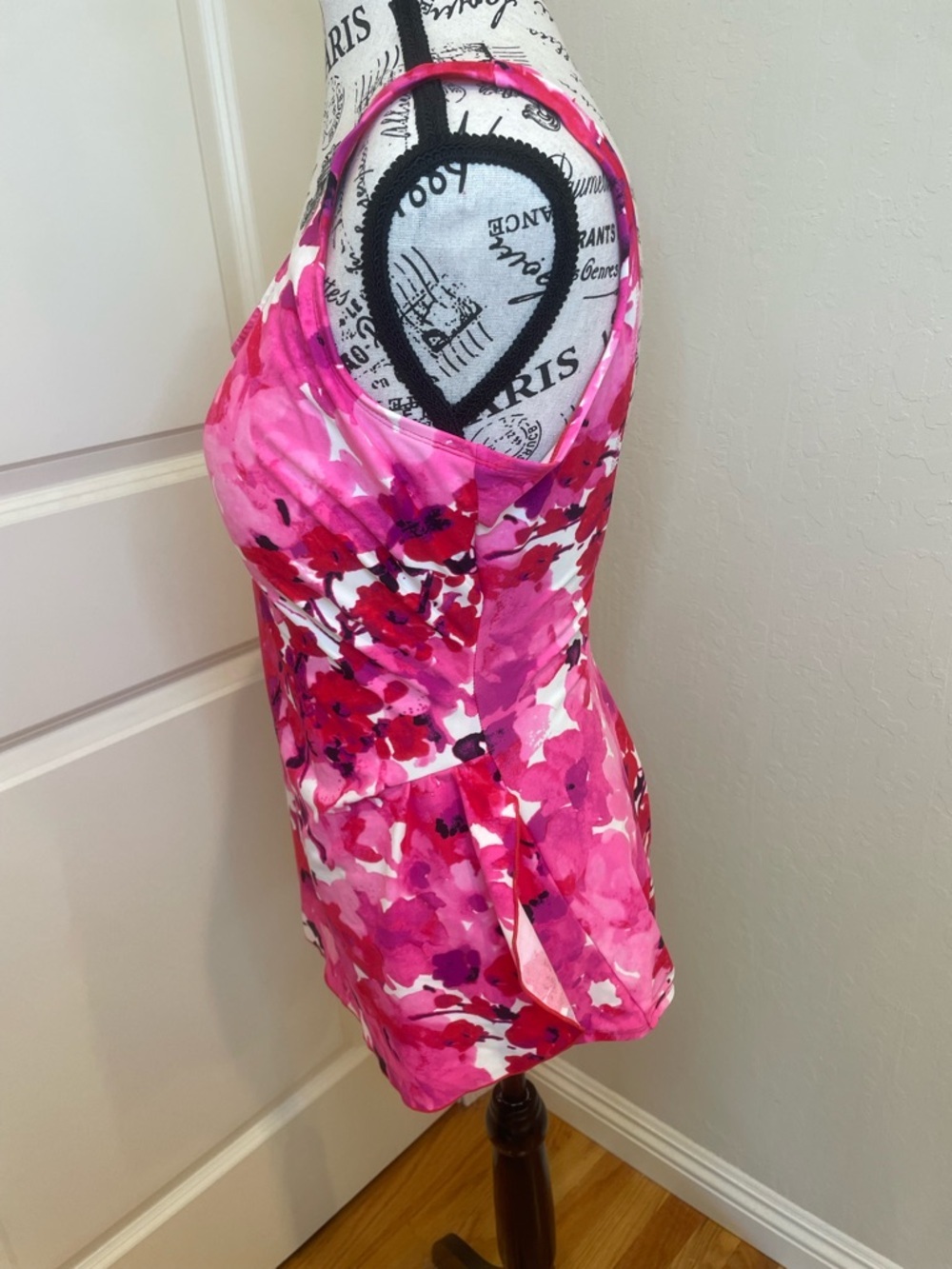Shore Shapes Size 14 One Piece Swimsuit Pink with Faux Wrap Looking Skirt - Picture 2 of 13